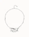 Unode50 Necklace With Large Interlocking Snap Hook In Metallic