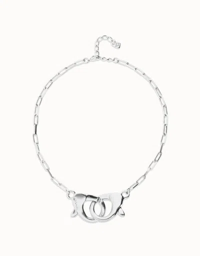 Unode50 Necklace With Large Interlocking Snap Hook In Black