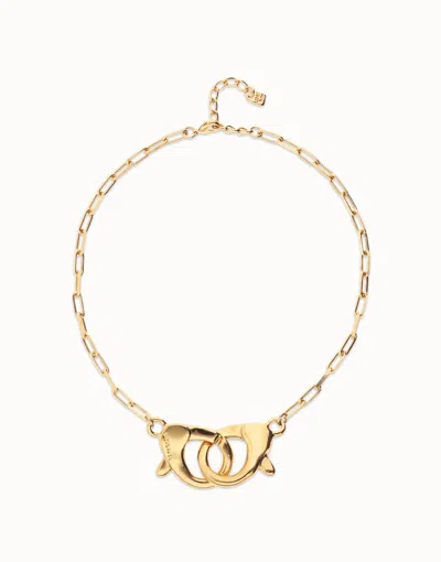 Unode50 Necklace With Large Interlocking Snap Hook In Gold