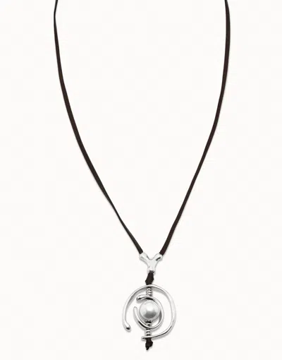 Unode50 Necklace With Leather And Pearl In White