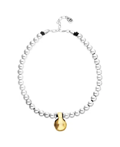 Unode50 Necklace With Medium Sterling Silver Alloy Shapes Of Balls And Big Shaped Ball In Gold 18k In Multi