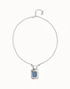 Unode50 Necklace With Rectangular Blue Faceted Crystal In Blue