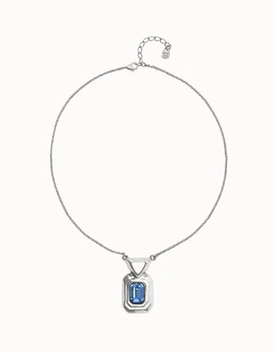 Unode50 Necklace With Rectangular Blue Faceted Crystal
