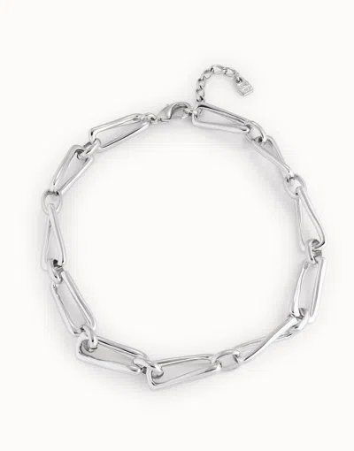 Unode50 Necklace With Square Links In Silver