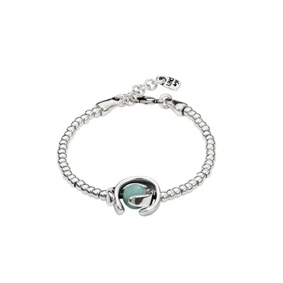 UNODE50 ONE STRAND ELASTIC DOUBLE MOON BEAD METAL BRACELET