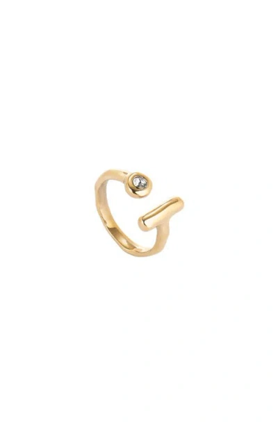 Unode50 Open 18k Gold-plated Ring With White Topaz