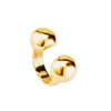 Unode50 Open Center Two Balls Zen Clad Metal Ring In Gold