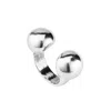 Unode50 Open Center Two Balls Zen Clad Metal Ring In Silver