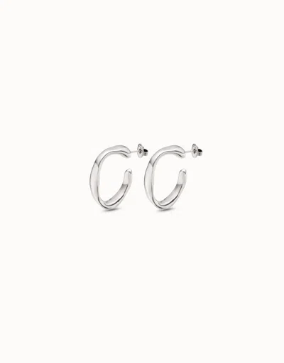 Unode50 Open Hoop Earrings In Silver