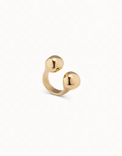 Unode50 Open Ring With Two Beads In Gold