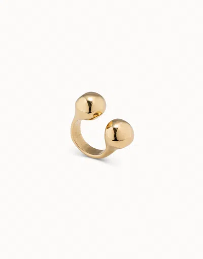 Unode50 Open Ring With Two Beads In Gold