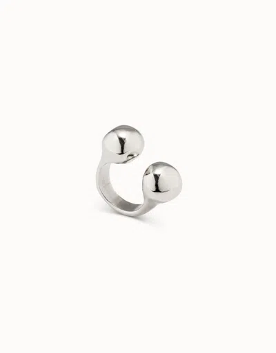 Unode50 Open Ring With Two Beads In Silver