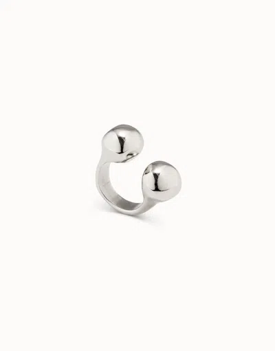 Unode50 Open Ring With Two Beads In Silver
