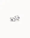 Unode50 Open Ring With Two Crystals In White