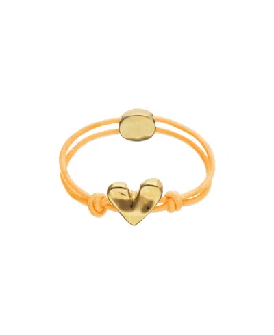 Unode50 Orange Elastic Thread 18k Gold Plated Bracelet With Heart In Neutral