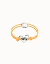 Unode50 Elastic Thread Bracelet With Sterling Silver Plated Heart In Orange