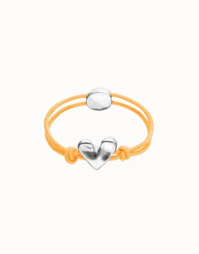 Unode50 Orange Elastic Thread Bracelet With Heart