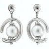 Unode50 Sterling Silver Metal Clad And Cultivated Pearl Earring