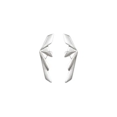 Unode50 Origami Butterfly Earrings In Silver