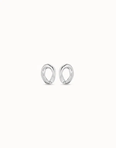 Unode50 Oval Link Shape Stud Earrings In Silver