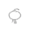 Unode50 Padlock And Key Charms Bracelet In Silver