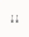 Unode50 Padlock Shaped Drop Earrings In Gray