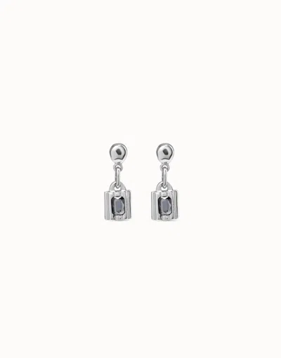 Unode50 Padlock Shaped Drop Earrings In Gray