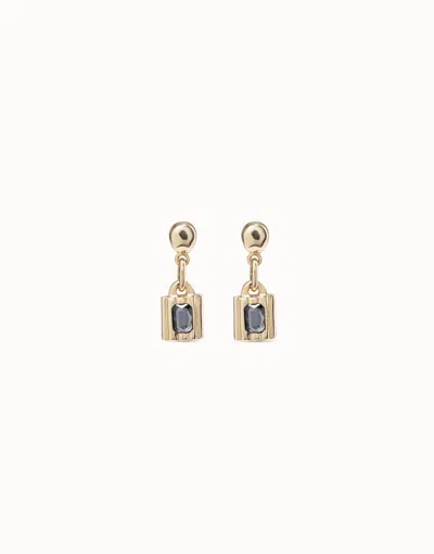 Unode50 Padlock Shaped Drop Earrings In Gray