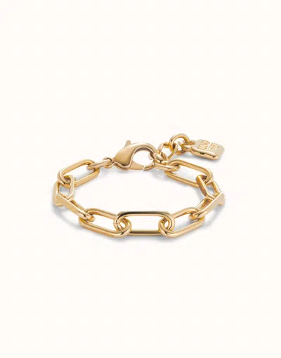 Unode50 Paper Clip Link Bracelet With Padlock In Gold