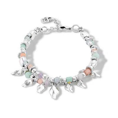 Unode50 Pastel Stone Duck Charm Bracelet In Silver