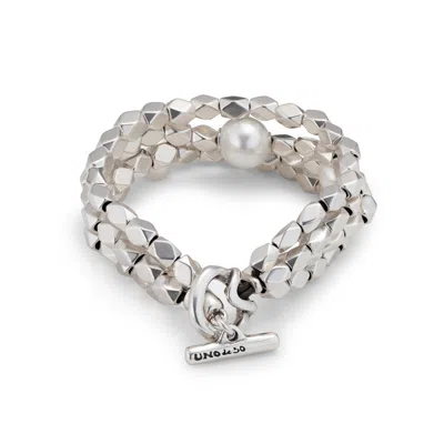 Unode50 Pearl Accent Bead Bracelet In Silver