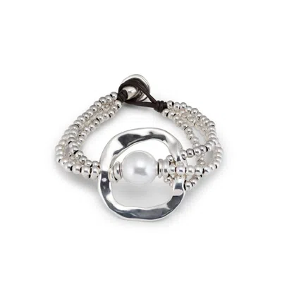 Unode50 Pearl Accent Beaded Bracelet In Silver
