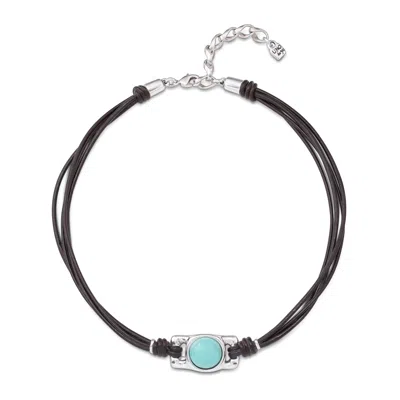 Unode50 Pearl Quartet Leather Necklace In Black