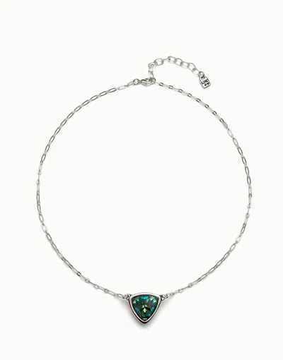 Unode50 Pendant Chain Link Necklace With Green Crystal