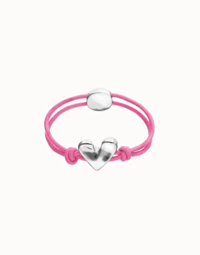 Unode50 Pink Elastic Thread Bracelet With Heart Charm