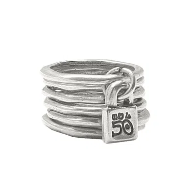 Unode50 Prisoner Multi Metal Alloy Ring In Silver