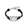 Unode50 Sterling Silver Leather Strap Rectangular Bead Bracelet In Black