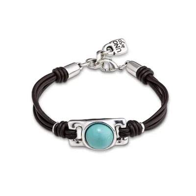 Unode50 Rectangular Bead Leather Bracelet In Multi