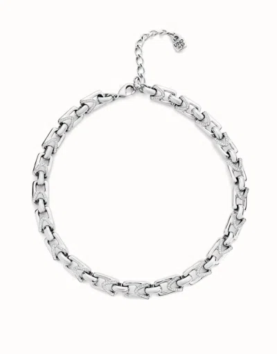 Unode50 Rectangular Links Chain Necklace In White
