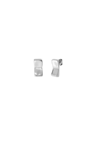 Unode50 Rectangular Plate Earrings In Silver