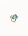 Unode50 Rectangular Ring With Blue Faceted Crystal In Blue