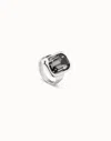 Unode50 Rectangular Shape Ring With Crystal In Black