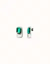 Unode50 Rectangular-shaped Earrings With Green Crystal In Silver