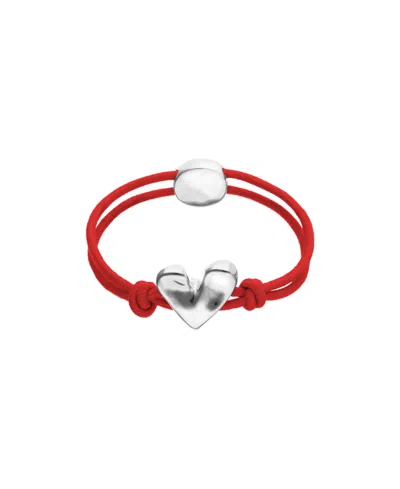 Unode50 Red Elastic Thread Sterling Silver Plated Bracelet With Heart In Purple
