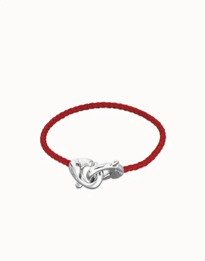 Unode50 Red Leather Bracelet With Interlocking Carabiner