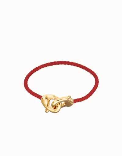 Unode50 Red Leather Bracelet With Interlocking Carabiner