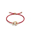 Unode50 Red Thread Cultivated Pearl Leather Bracelet In Gold