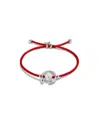 Unode50 Red Thread Cultivated Pearl Leather Bracelet In Silver