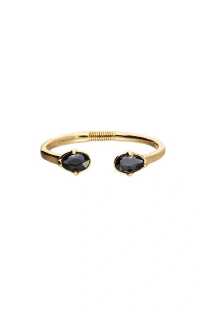 Unode50 Rigid Bracelet Of Metal Alloy Plated In Sterling Silver And Grey Faceted Crystals At The Ends In Neutral