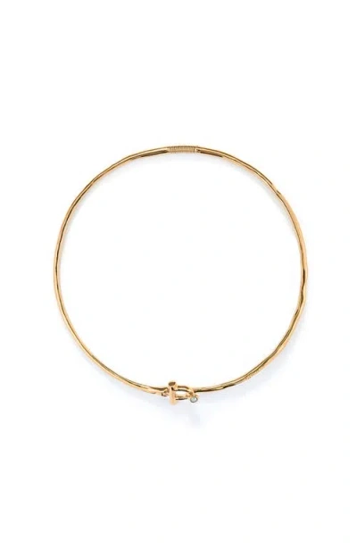 Unode50 Rigid Necklace With 18k Gold-plated Front Clasp With White Topaz